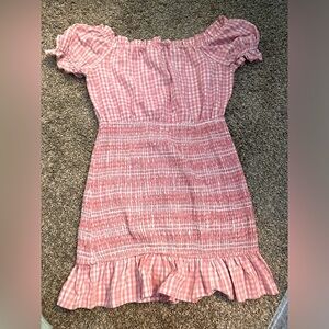&merci Smocked Pink/White Gingham Dress size small